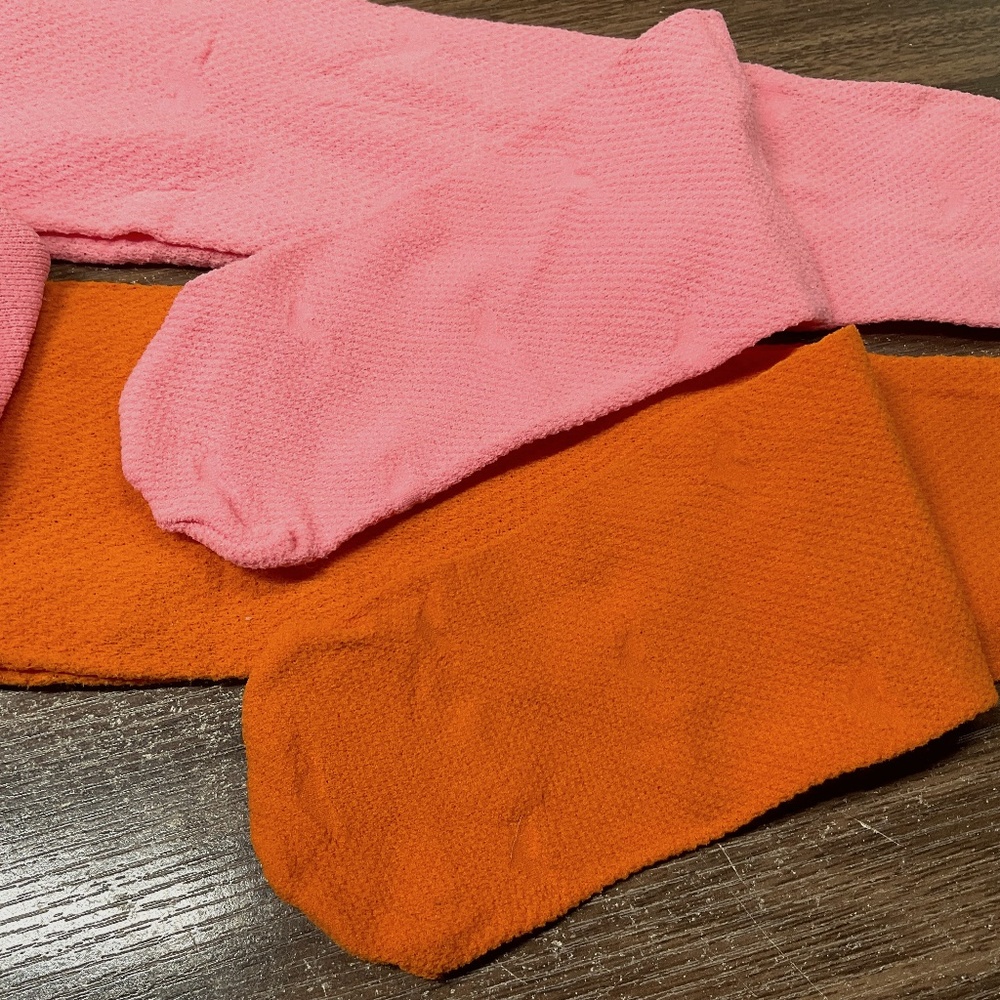 2 pairs Snag tights Fishing for Love fishnets in guava papaya unworn G plus sz